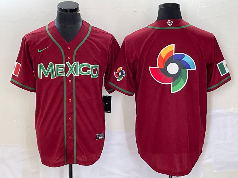 Men 2023 World Cub Mexico Blank Red Nike MLB Jersey26->more jerseys->MLB Jersey